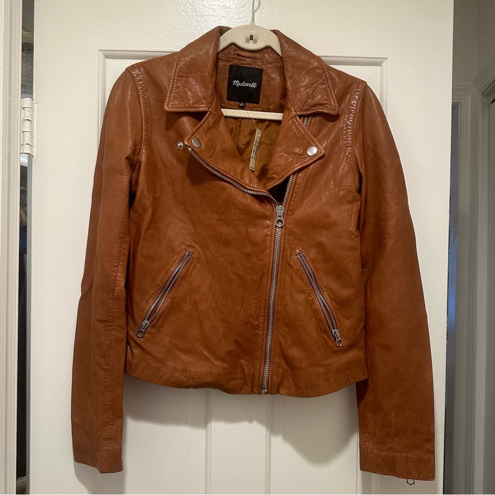 Madewell Washed Leather Motorcycle Jacket NWT